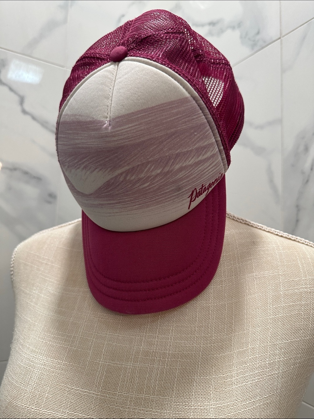 Patagonia Women's Pink Mesh Trucker Hat with White Front Panel